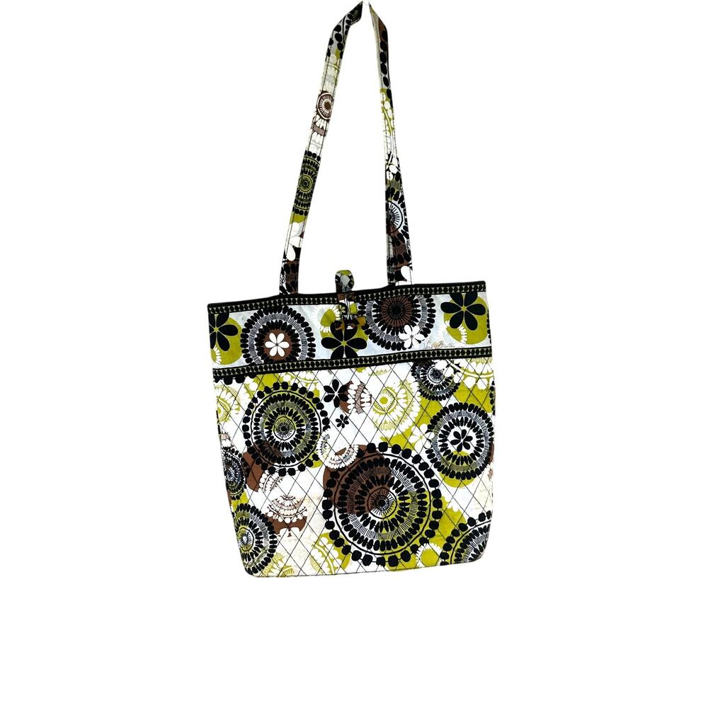 Vera Bradley Quilted Tote Bag Mod Floral Brown Green Black White